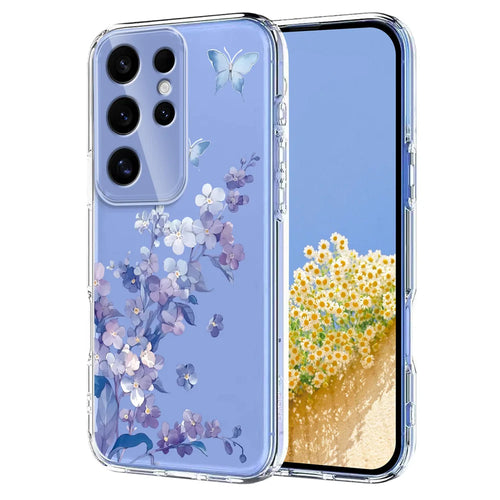 For Samsung Galaxy S25 Ultra Case Butterfly Floral Pattern Printing TPU Phone Back Cover - Violets - 1