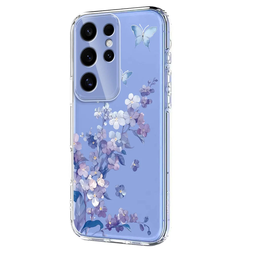 For Samsung Galaxy S25 Ultra Case Butterfly Floral Pattern Printing TPU Phone Back Cover - Violets - 2