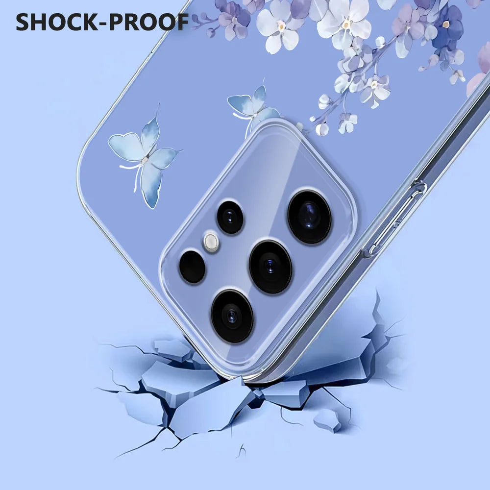 For Samsung Galaxy S25 Ultra Case Butterfly Floral Pattern Printing TPU Phone Back Cover - Violets - 3