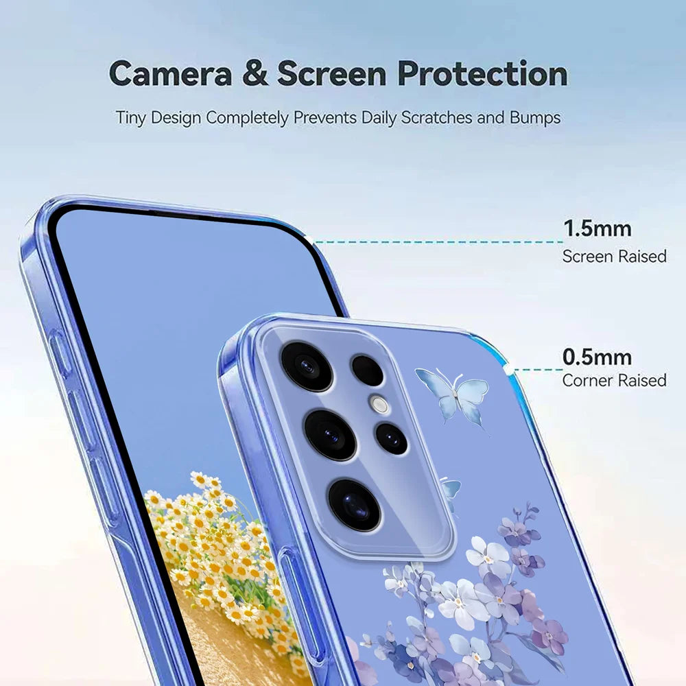 For Samsung Galaxy S25 Ultra Case Butterfly Floral Pattern Printing TPU Phone Back Cover - Violets - 4