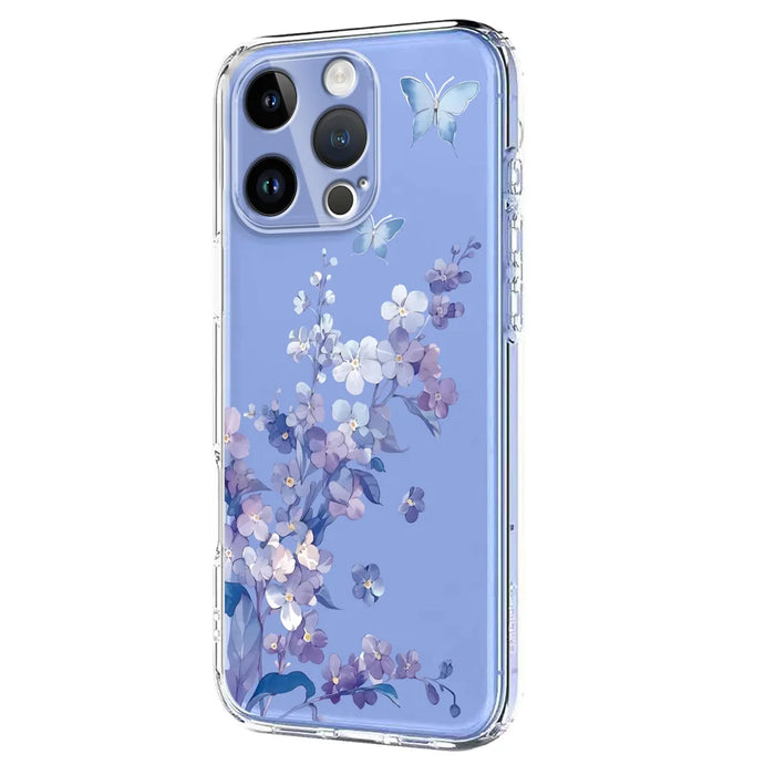 For iPhone 15 Pro Max Case Butterfly Floral Pattern Printing TPU Phone Back Cover - Violets - 2