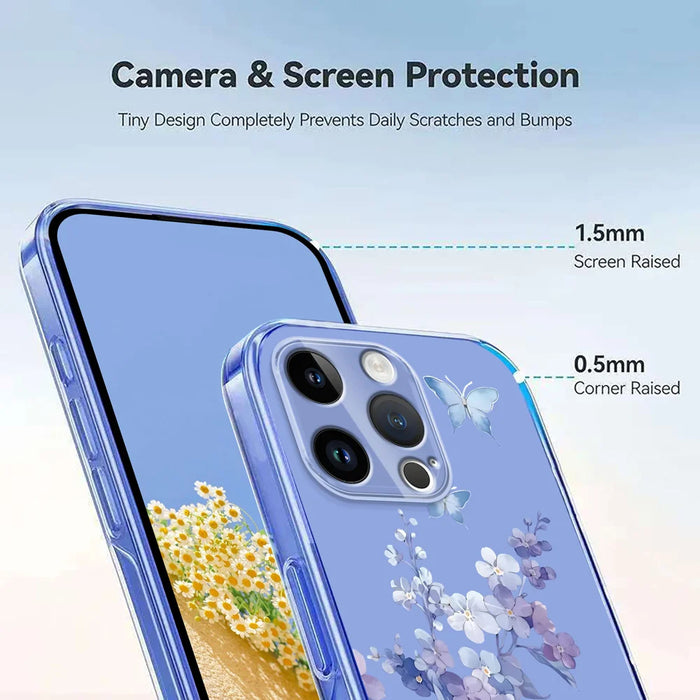 For iPhone 15 Pro Max Case Butterfly Floral Pattern Printing TPU Phone Back Cover - Violets - 4