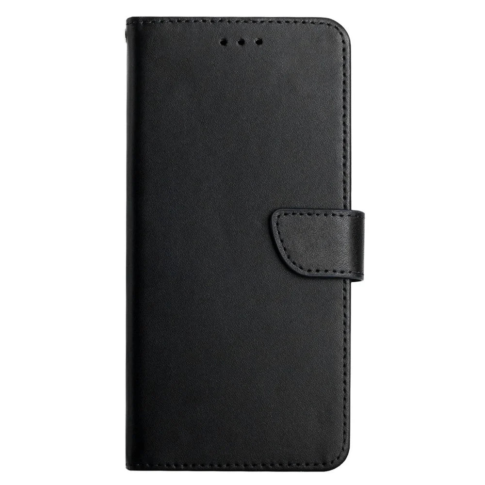 For Samsung Galaxy S23 HT02 Nappa Texture Phone Case Genuine Leather Stand Wallet Full Protection Cover - Black - 7