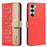 BINFEN COLOR For TECNO Spark 40 Pro+ 4G Leather Case  BF36 Floral Pattern Phone Cover RFID Blocking Wallet Stand - Red - 1