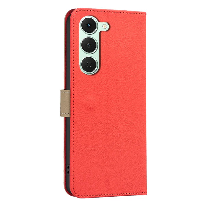 BINFEN COLOR For TECNO Spark 40 Pro+ 4G Leather Case  BF36 Floral Pattern Phone Cover RFID Blocking Wallet Stand - Red - 3