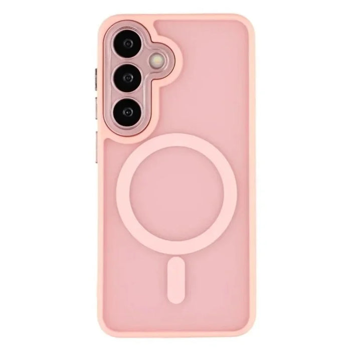 WANLONFENG For Samsung Galaxy S25 FE Back Cover Magnetic Case  QB1 Series PC TPU Shockproof Phone Case - Pink - 1
