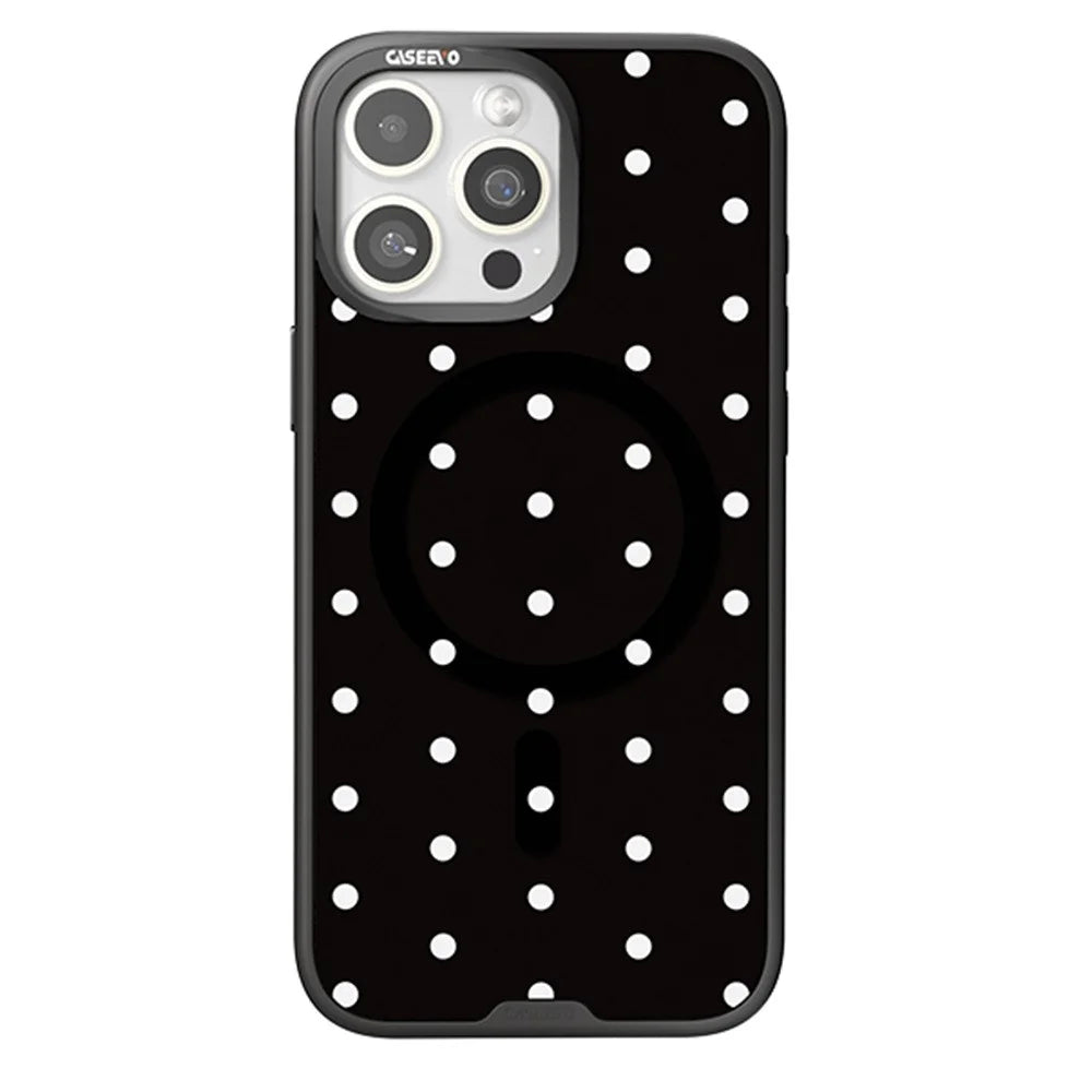 CASEEVO For iPhone 16 Pro Max Case Compatible with MagSafe TPU Acrylic Cover with Interchangeable Dots Backplate - Black - 1