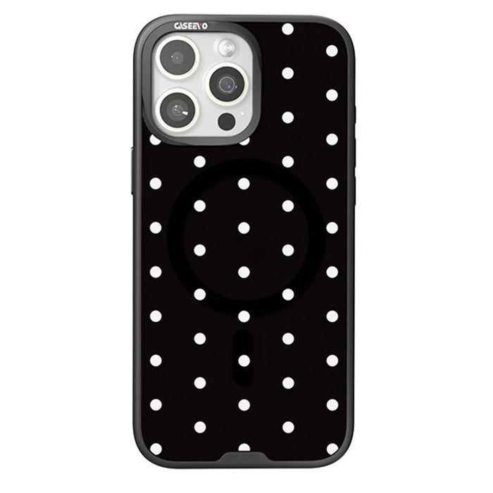 CASEEVO For iPhone 16 Pro Max Case Compatible with MagSafe TPU Acrylic Cover with Interchangeable Dots Backplate - Black - 1