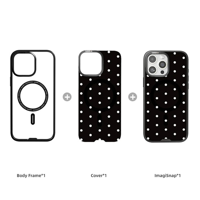 CASEEVO For iPhone 16 Pro Max Case Compatible with MagSafe TPU Acrylic Cover with Interchangeable Dots Backplate - Black - 2