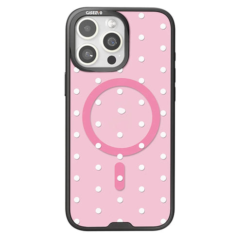 CASEEVO For iPhone 16 Pro Case Compatible with MagSafe TPU Acrylic Cover with Interchangeable Dots Backplate - Pink - 1