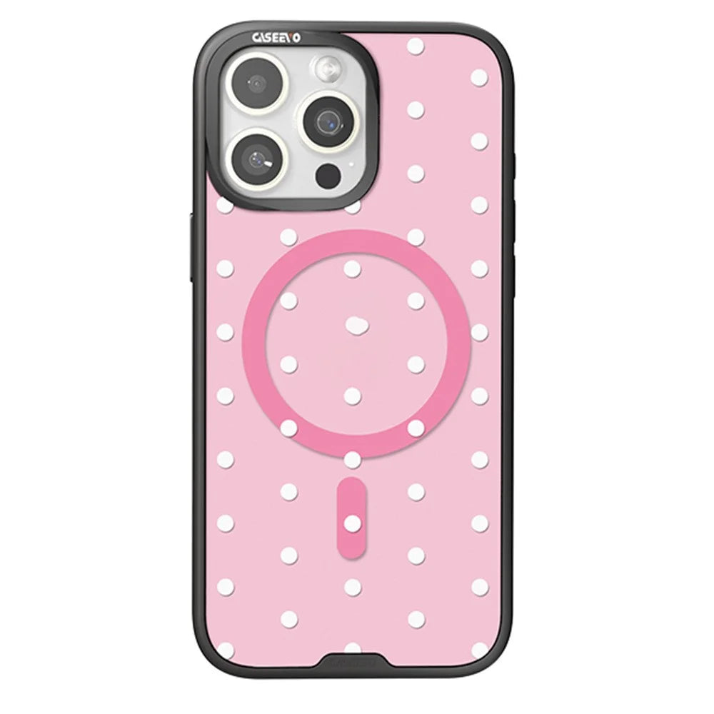 CASEEVO For iPhone 16 Pro Case Compatible with MagSafe TPU Acrylic Cover with Interchangeable Dots Backplate - Pink - 1