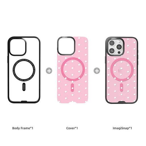CASEEVO For iPhone 16 Pro Case Compatible with MagSafe TPU Acrylic Cover with Interchangeable Dots Backplate - Pink - 2