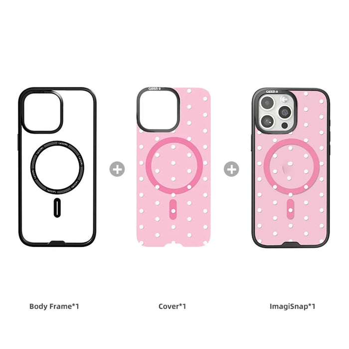 CASEEVO For iPhone 16 Pro Case Compatible with MagSafe TPU Acrylic Cover with Interchangeable Dots Backplate - Pink - 2