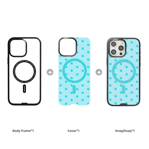 CASEEVO For iPhone 15 Pro Case Compatible with MagSafe TPU Acrylic Cover with Interchangeable Dots Backplate - Blue - 2