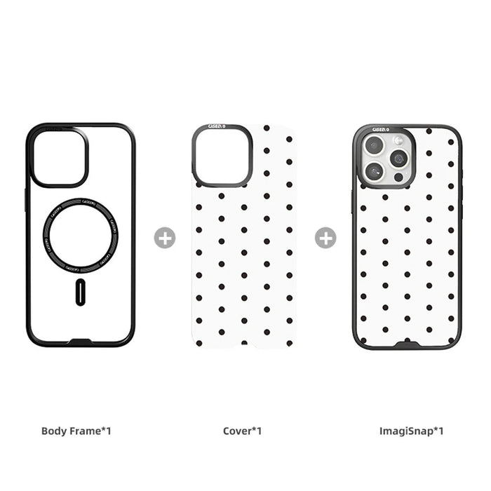CASEEVO For iPhone 15 Pro Max Case Compatible with MagSafe TPU Acrylic Cover with Interchangeable Dots Backplate - White - 2