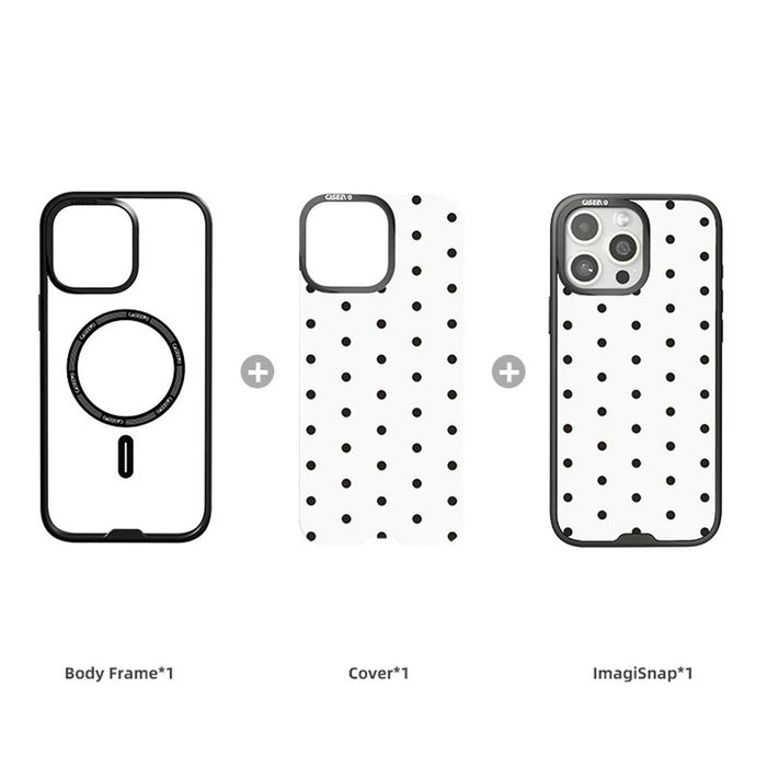 CASEEVO For iPhone 14 Pro Max Case Compatible with MagSafe TPU Acrylic Cover with Interchangeable Dots Backplate - White - 3