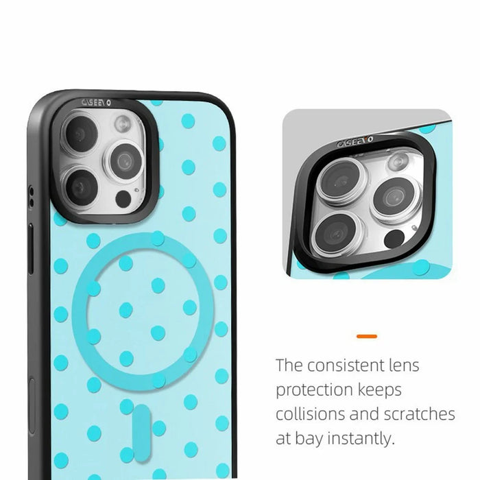 CASEEVO For iPhone 14 Pro Case Compatible with MagSafe TPU Acrylic Cover with Interchangeable Dots Backplate - White - 6