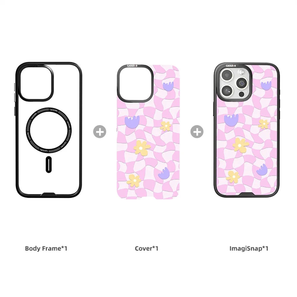 CASEEVO For iPhone 14 Pro Case Compatible with MagSafe TPU Acrylic Magnetic Phone Cover with Detachable Grid Backplate - Wave - 4