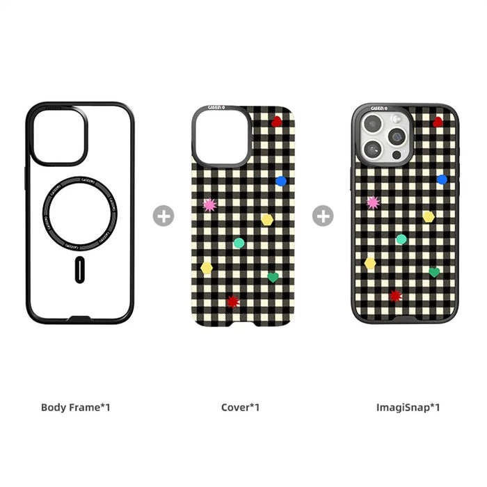 CASEEVO For iPhone 14 Pro Max Case Compatible with MagSafe TPU Acrylic Magnetic Phone Cover with Detachable Grid Backplate - Black - 4