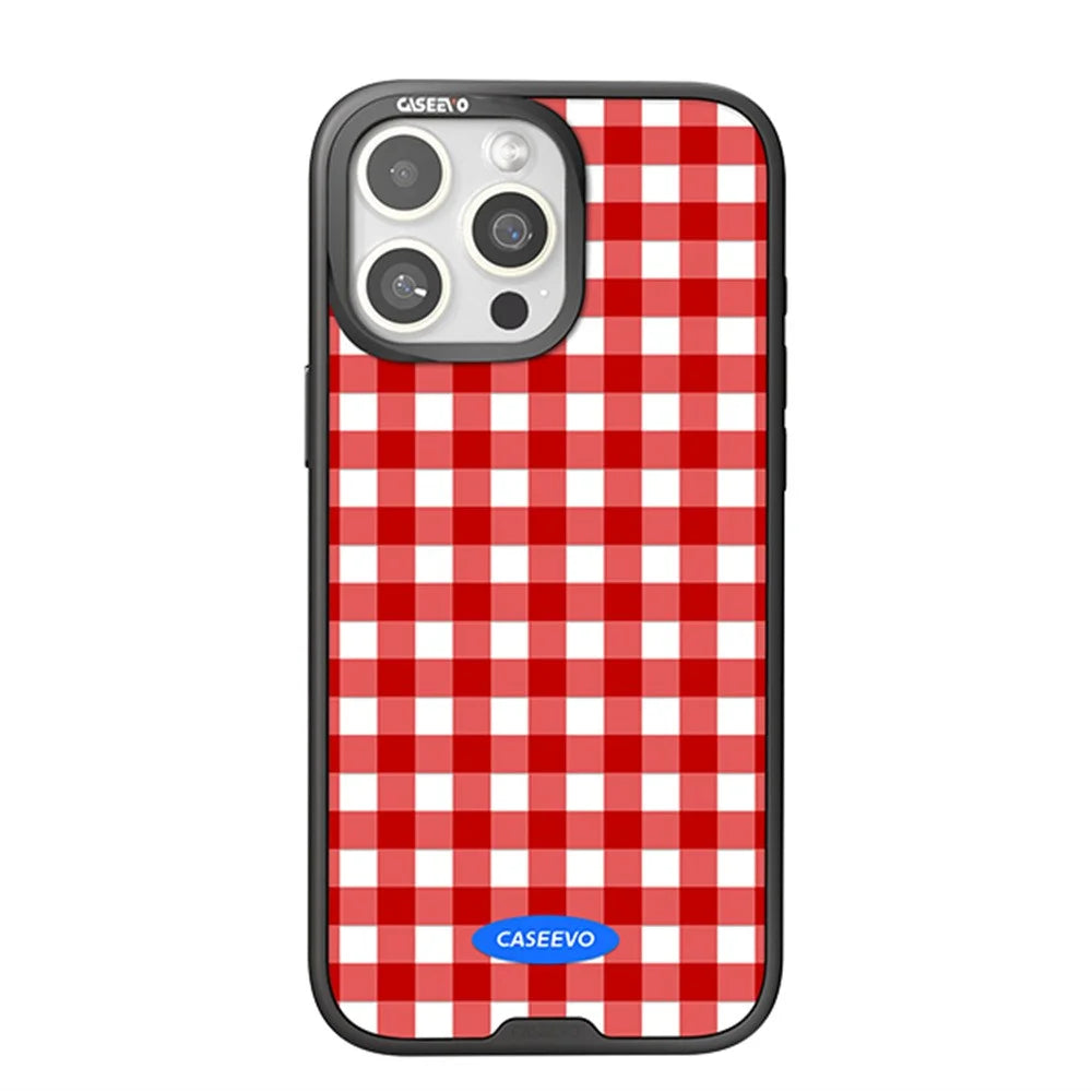 CASEEVO For iPhone 15 Pro Max Case Compatible with MagSafe TPU Acrylic Magnetic Phone Cover with Detachable Grid Backplate - Red - 1