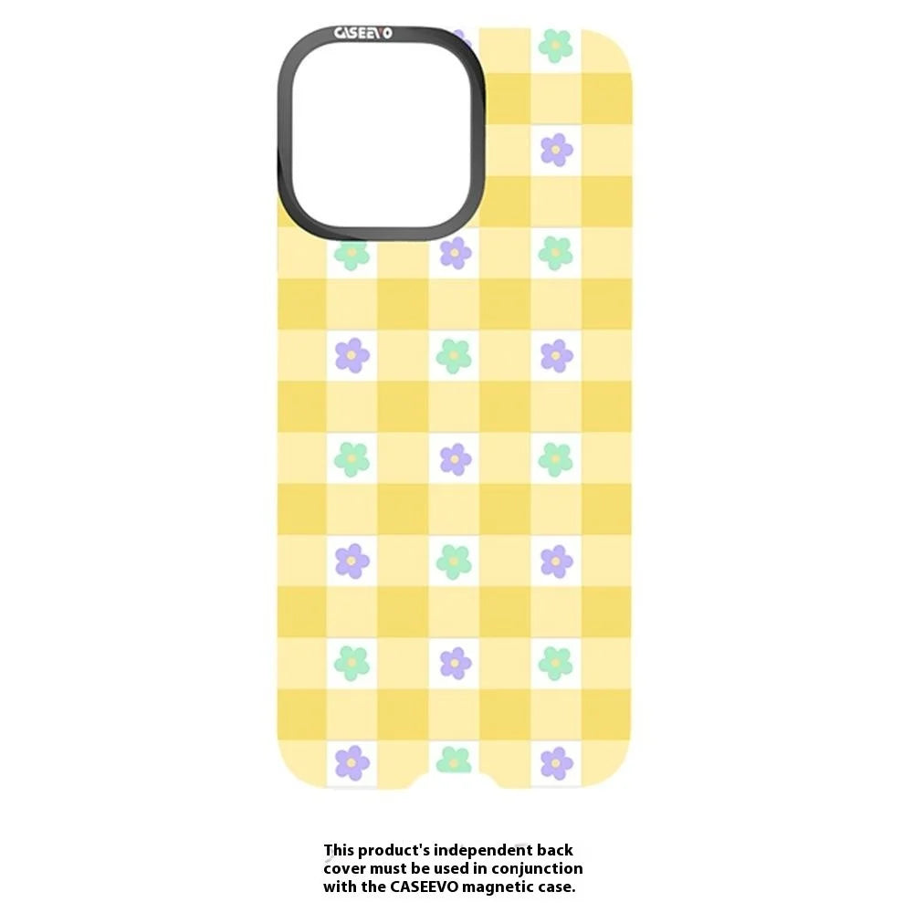 CASEEVO For iPhone 16 Pro Max Case Compatible with MagSafe TPU Acrylic Magnetic Phone Cover with Detachable Grid Backplate - Flower - 3