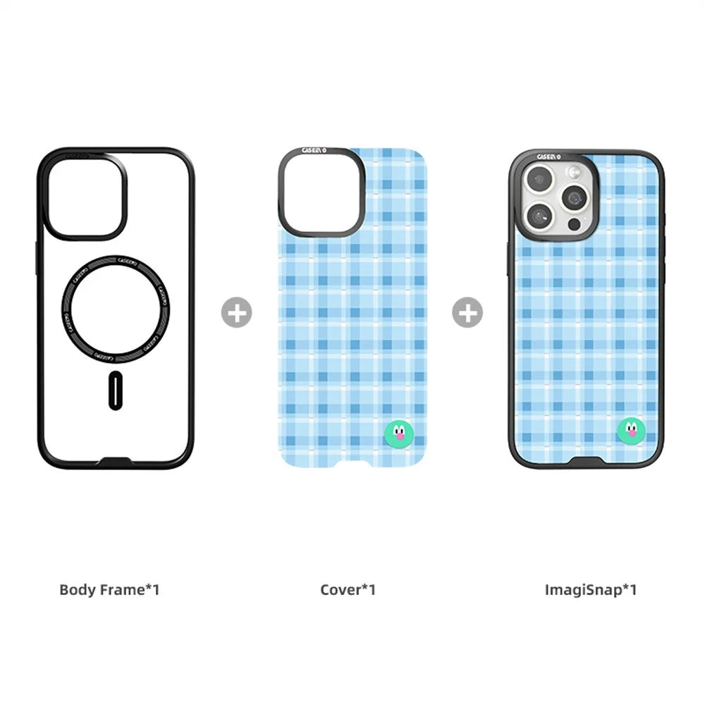 CASEEVO For iPhone 16 Pro Case Compatible with MagSafe TPU Acrylic Magnetic Phone Cover with Detachable Grid Backplate - Blue - 4