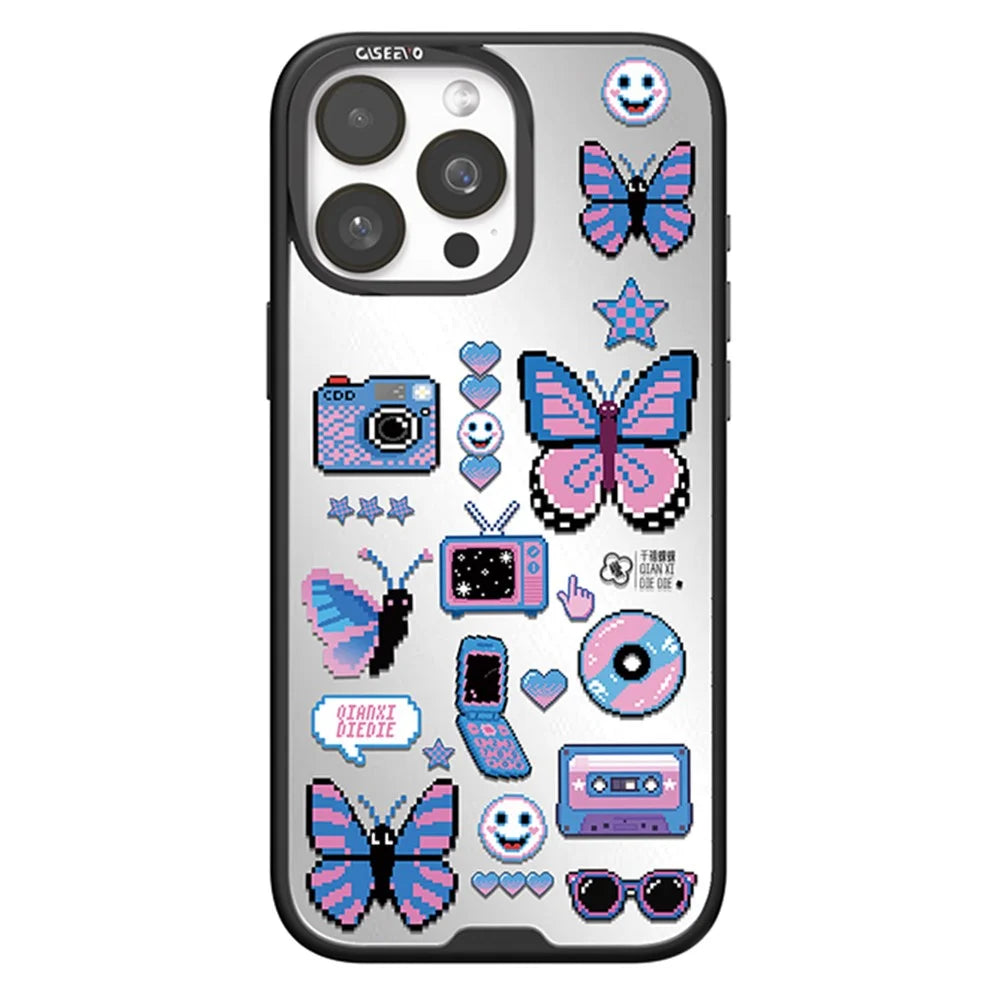 CASEEVO For iPhone 15 Pro Max Magnetic Case Compatible with MagSafe TPU Acrylic Cover with Interchangeable Butterflies Backplate - Retro Vibe - 1