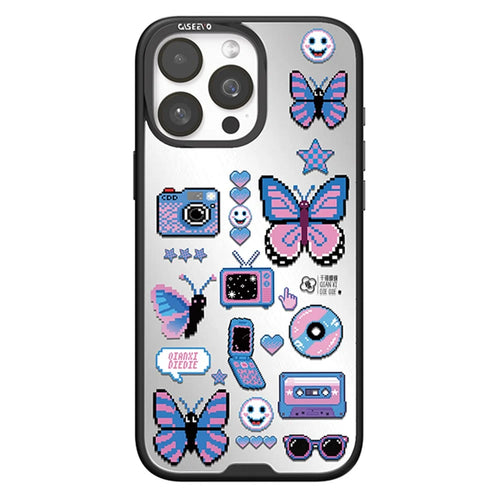 CASEEVO For iPhone 15 Pro Max Magnetic Case Compatible with MagSafe TPU Acrylic Cover with Interchangeable Butterflies Backplate - Retro Vibe - 1