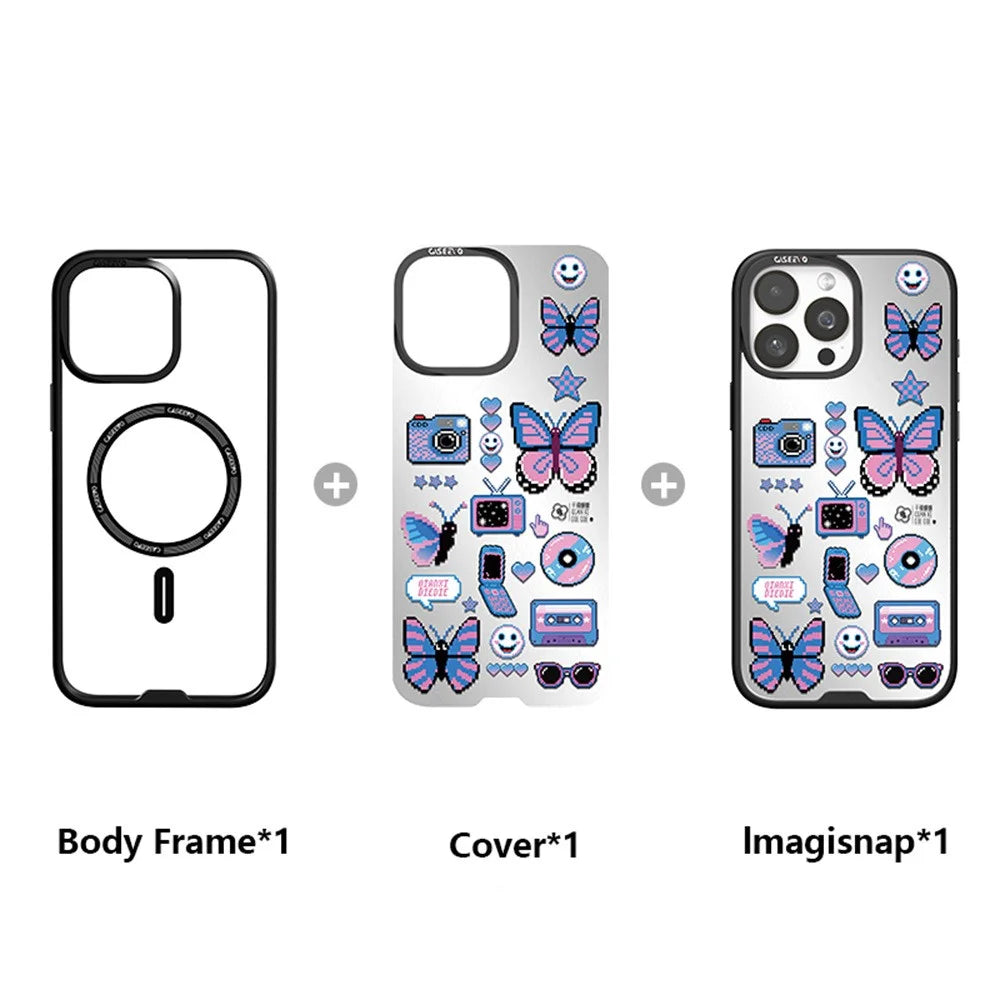 CASEEVO For iPhone 15 Pro Max Magnetic Case Compatible with MagSafe TPU Acrylic Cover with Interchangeable Butterflies Backplate - Retro Vibe - 2