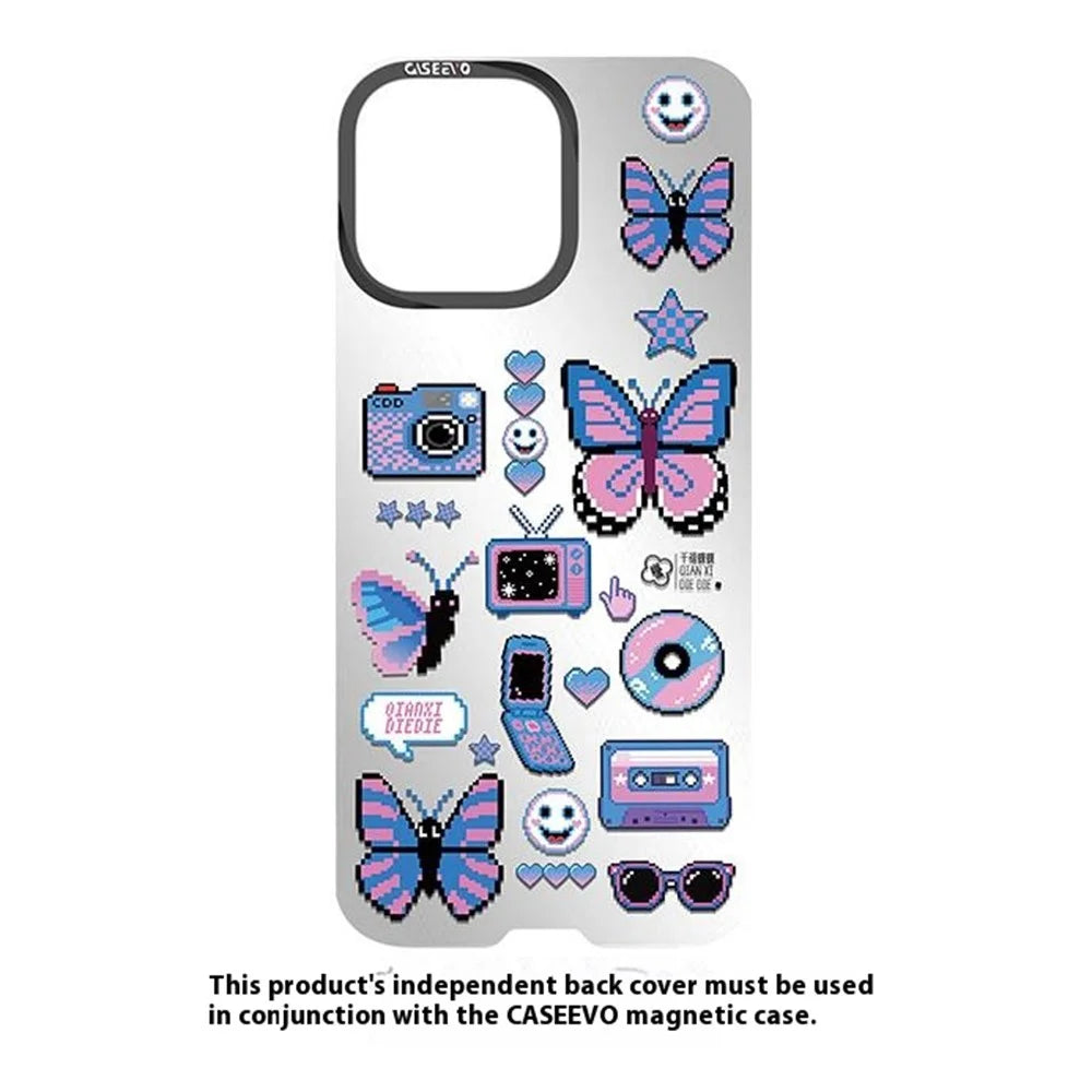 CASEEVO For iPhone 15 Pro Max Magnetic Case Compatible with MagSafe TPU Acrylic Cover with Interchangeable Butterflies Backplate - Retro Vibe - 3