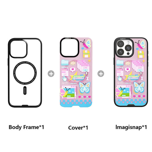 CASEEVO For iPhone 15 Pro Magnetic Case Compatible with MagSafe TPU Acrylic Cover with Interchangeable Butterflies Backplate - Candy Core - 2