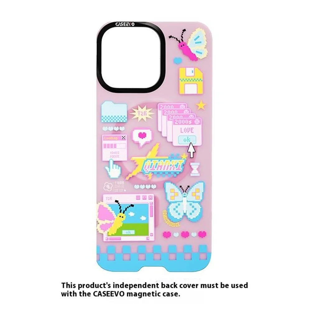 CASEEVO For iPhone 15 Pro Magnetic Case Compatible with MagSafe TPU Acrylic Cover with Interchangeable Butterflies Backplate - Candy Core - 3