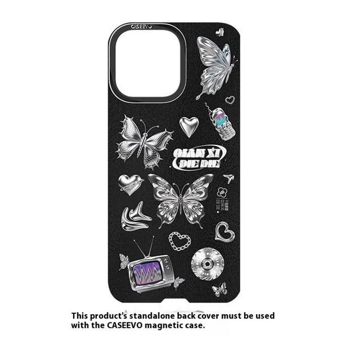 CASEEVO For iPhone 14 Pro Max Magnetic Case Compatible with MagSafe TPU Acrylic Cover with Interchangeable Butterflies Backplate - Midnight Fantasy - 3