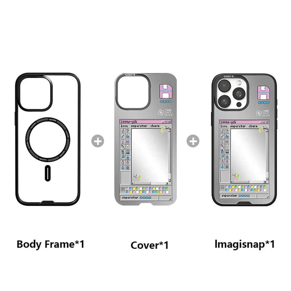CASEEVO For iPhone 14 Pro Magnetic Case Compatible with MagSafe TPU Acrylic Cover with Interchangeable Butterflies Backplate - Glam Butterfly - 2