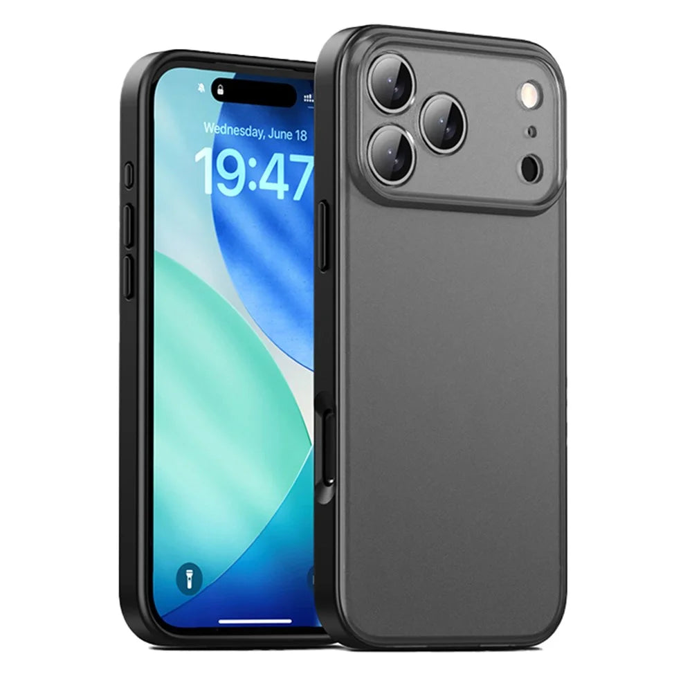 IPAKY For iPhone 17 Pro Max Case Shockproof PC+TPU Matte Phone Cover - Black - 1