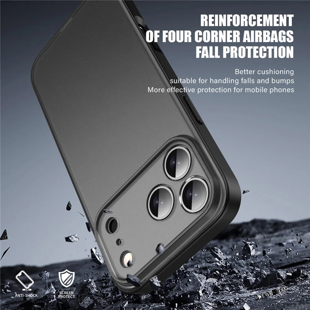IPAKY For iPhone 17 Pro Max Case Shockproof PC+TPU Matte Phone Cover - Black - 3