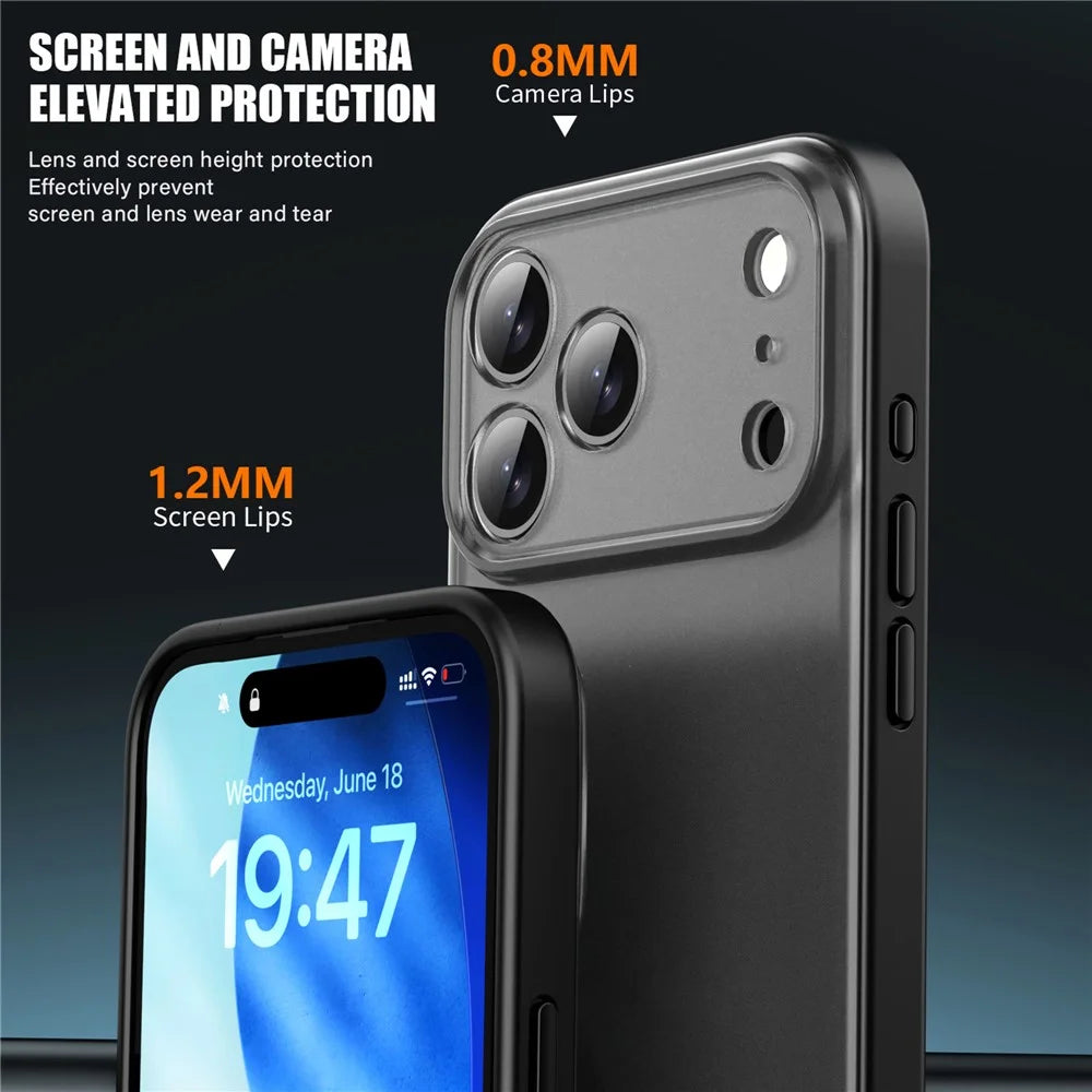 IPAKY For iPhone Air Case Shockproof PC+TPU Matte Phone Cover - Black - 5