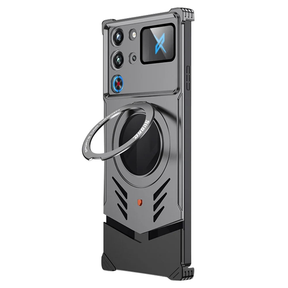DYONG For ZTE nubia Red Magic 10 Pro 5G / 10 Pro+ 5G Metal Case Frameless Hollow Heat Dissipation Phone Cover with Kickstand - Tarnish - 1
