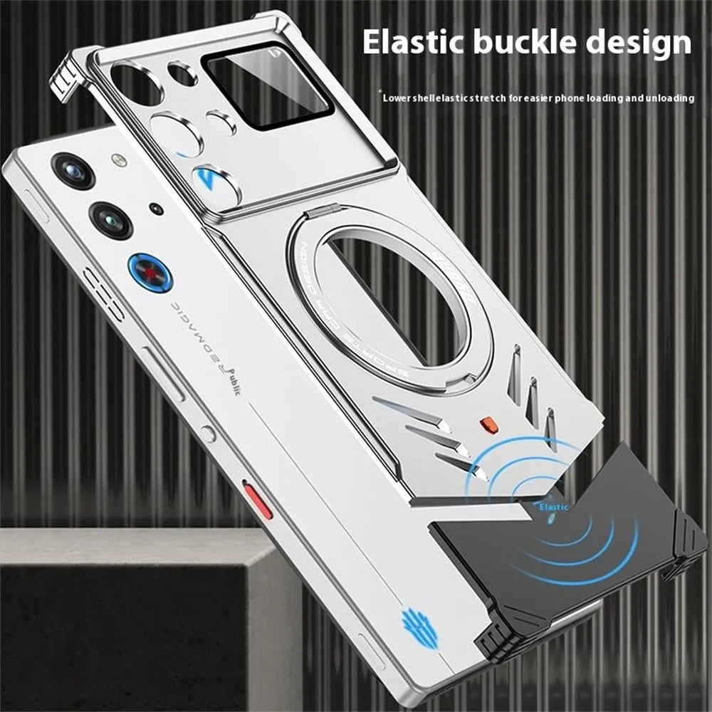 DYONG For ZTE nubia Red Magic 10 Pro 5G / 10 Pro+ 5G Metal Case Frameless Hollow Heat Dissipation Phone Cover with Kickstand - Tarnish - 3