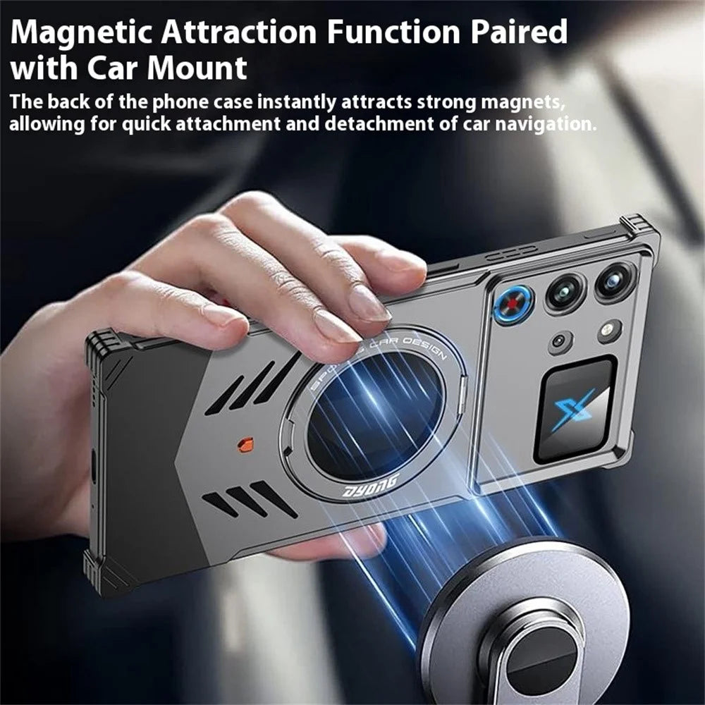 DYONG For ZTE nubia Red Magic 10 Pro 5G / 10 Pro+ 5G Metal Case Frameless Hollow Heat Dissipation Phone Cover with Kickstand - Tarnish - 4