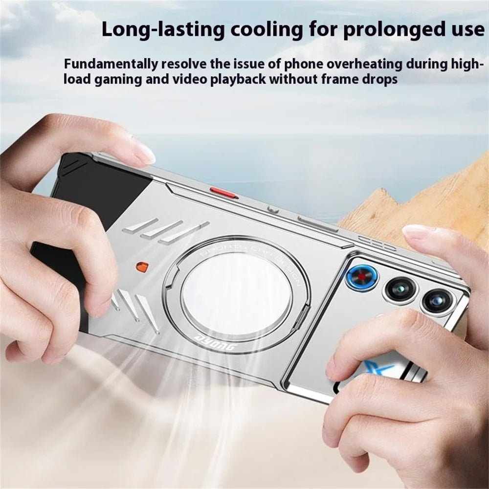 DYONG For ZTE nubia Red Magic 10 Pro 5G / 10 Pro+ 5G Metal Case Frameless Hollow Heat Dissipation Phone Cover with Kickstand - Tarnish - 5