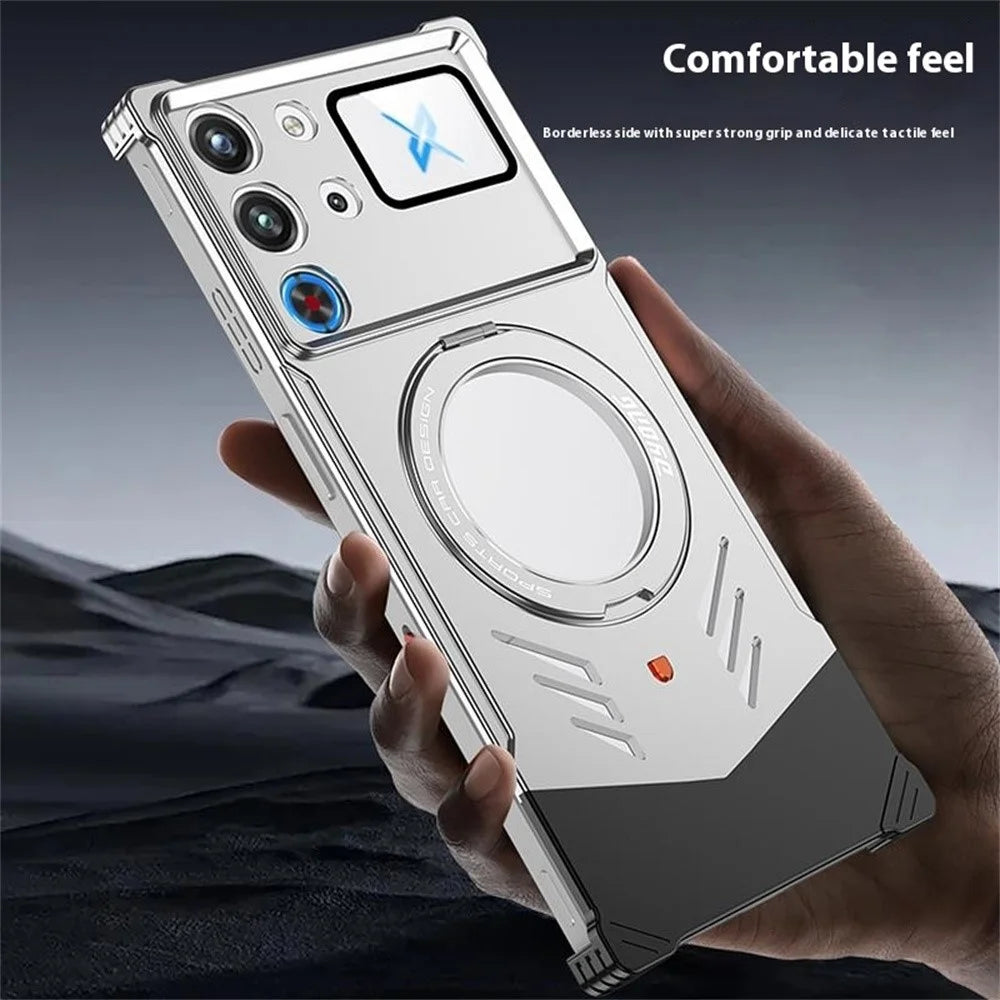 DYONG For ZTE nubia Red Magic 10 Pro 5G / 10 Pro+ 5G Metal Case Frameless Hollow Heat Dissipation Phone Cover with Kickstand - Tarnish - 7