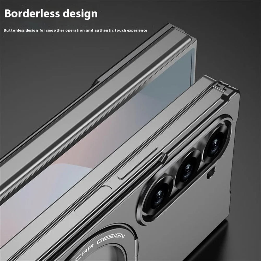 DYONG For Samsung Galaxy Z Fold6 5G Metal Case Frameless Hollow Heat Dissipation Phone Cover with Kickstand - Tarnish - 7