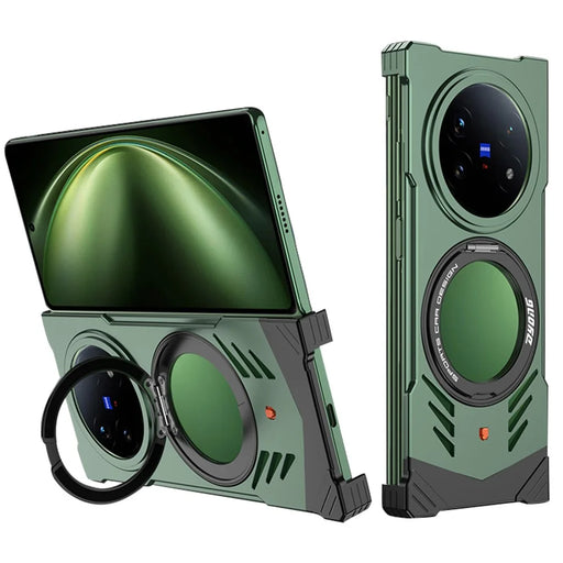 DYONG For vivo X Fold5 5G Metal Case Frameless Hollow Heat Dissipation Phone Cover with Kickstand - Green - 1