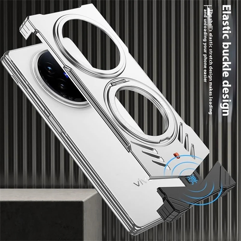 DYONG For vivo X Fold5 5G Metal Case Frameless Hollow Heat Dissipation Phone Cover with Kickstand - Green - 3
