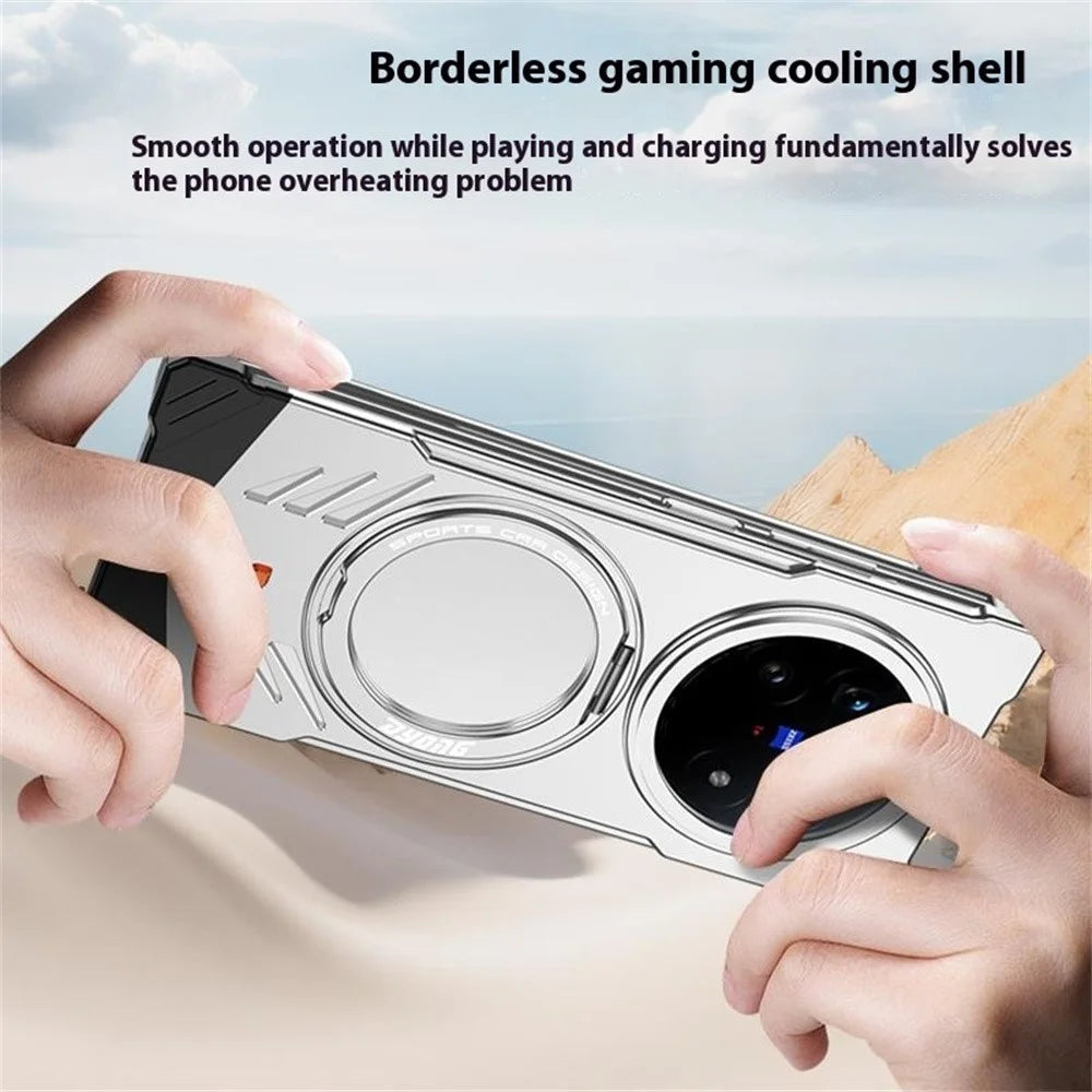 DYONG For vivo X Fold5 5G Metal Case Frameless Hollow Heat Dissipation Phone Cover with Kickstand - Green - 5