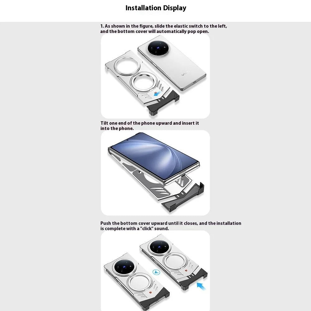 DYONG For vivo X Fold5 5G Metal Case Frameless Hollow Heat Dissipation Phone Cover with Kickstand - Green - 7