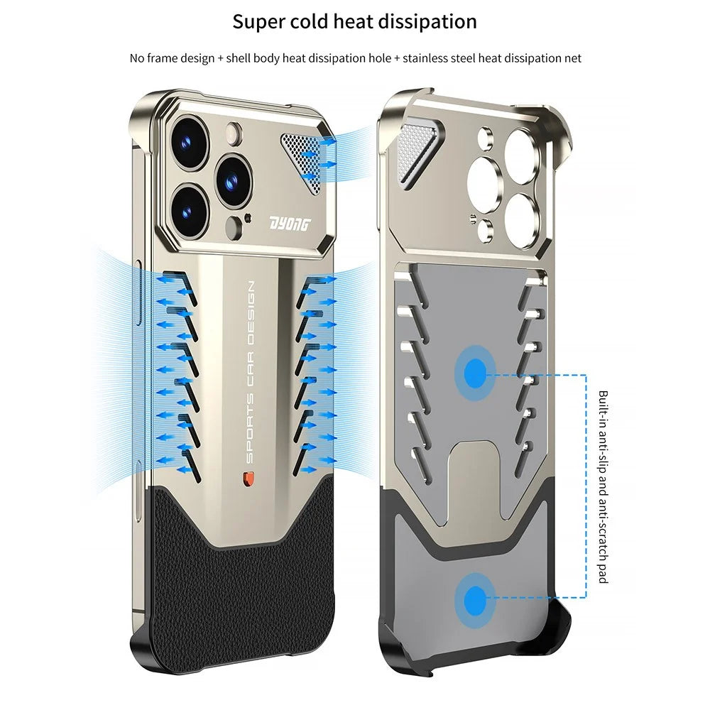 DYONG For iPhone 16 Pro Max Metal Case Snap-Open Design Heat Dissipation Shockproof Phone Cover - Titanium - 2