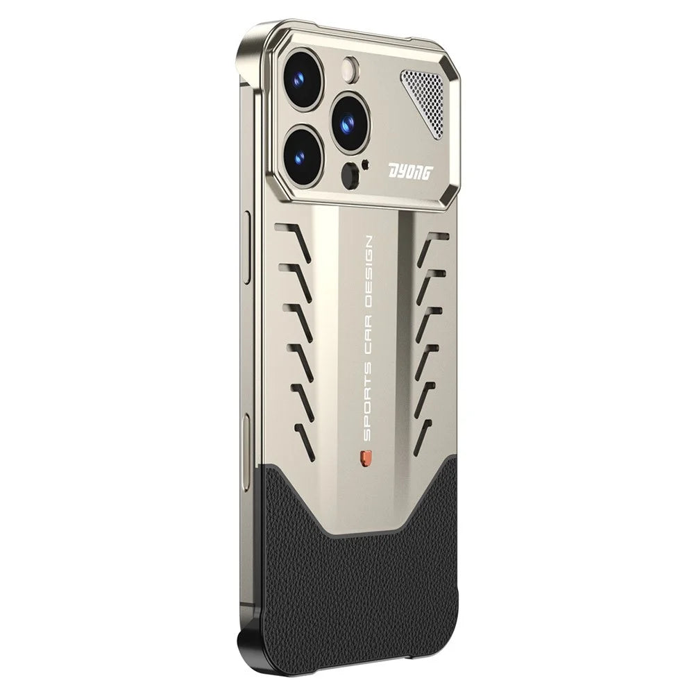 DYONG For iPhone 16 Pro Metal Case Snap-Open Design Heat Dissipation Shockproof Phone Cover - Titanium - 1