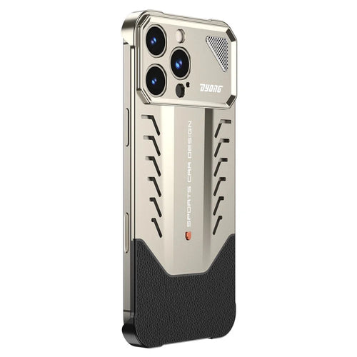 DYONG For iPhone 16 Pro Metal Case Snap-Open Design Heat Dissipation Shockproof Phone Cover - Titanium - 1